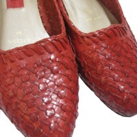 leather red flats by sammy davis vintage
