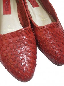 leather red flats by sammy davis vintage