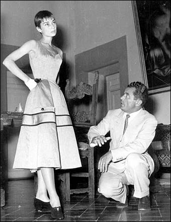 Hollywood actress Audrey Hepburn at a shoe fitting with Salvatore Ferragamo