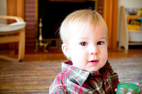 baby in flannel