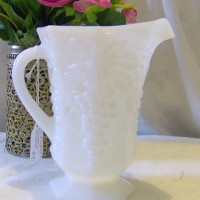 Vintage Milk Glass Pitcher Etsy
