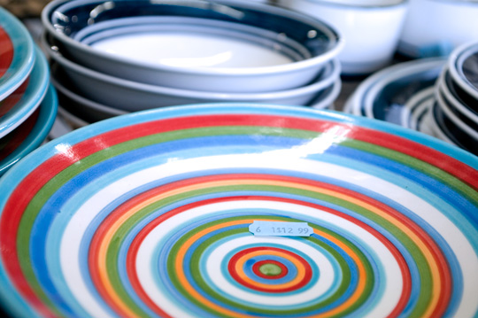 thrift store shopping dishware