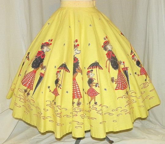 1950s Circle Skirt a 1950s circle skirt in parisian theme from etsy