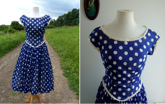1950s Polka Dot Dress Etsy a vintage 1950s polka dot dress from etsy