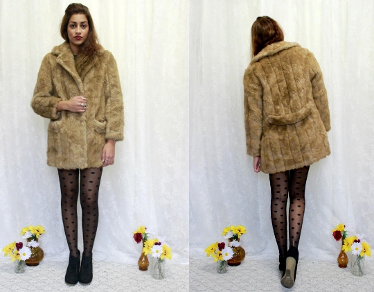 blonde faux fur vintage jacket