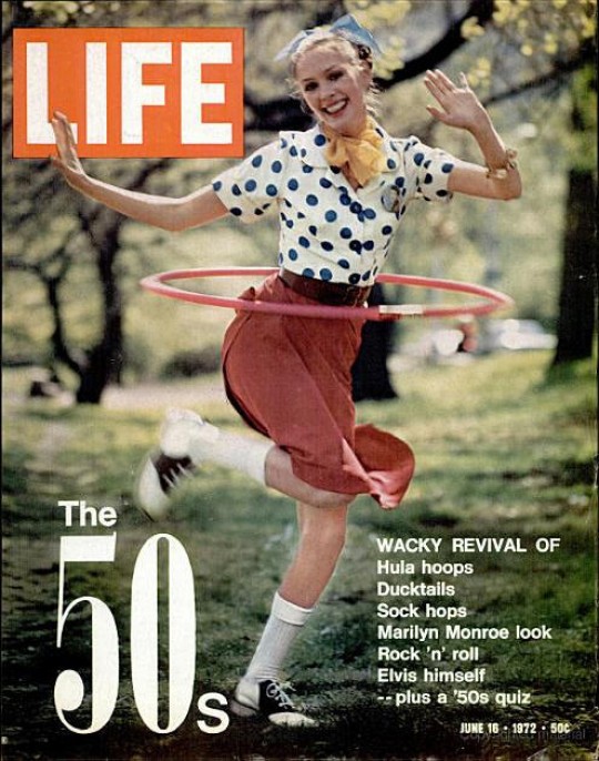 a 1970s magazine cover of Life depicting a 1950s girl