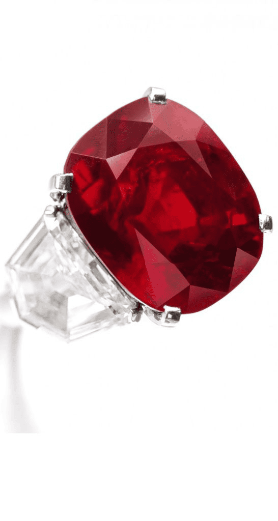Cushion-shaped brilliant-cut ruby and diamond ring by Cartier