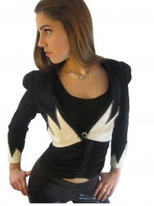 vintage leather and suede cropped jacket with rhinestones