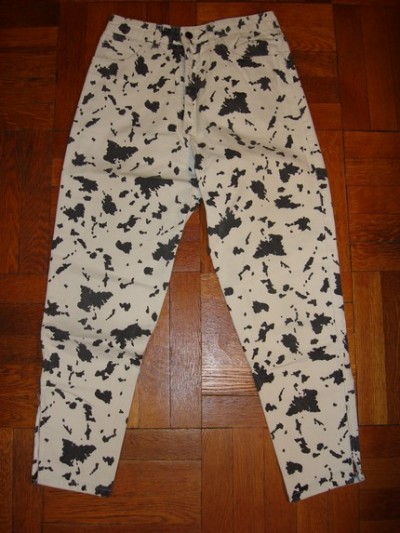 purple cow print pants