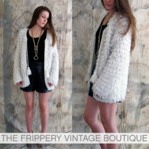 vintage shaggy white sweater