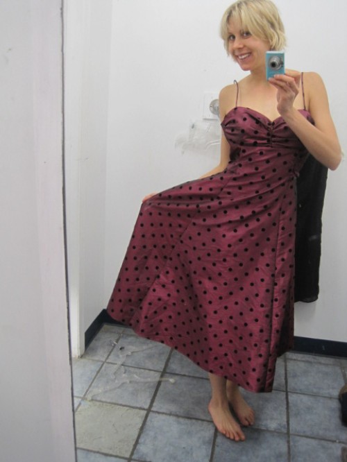 thrift store fashion polka dot dress