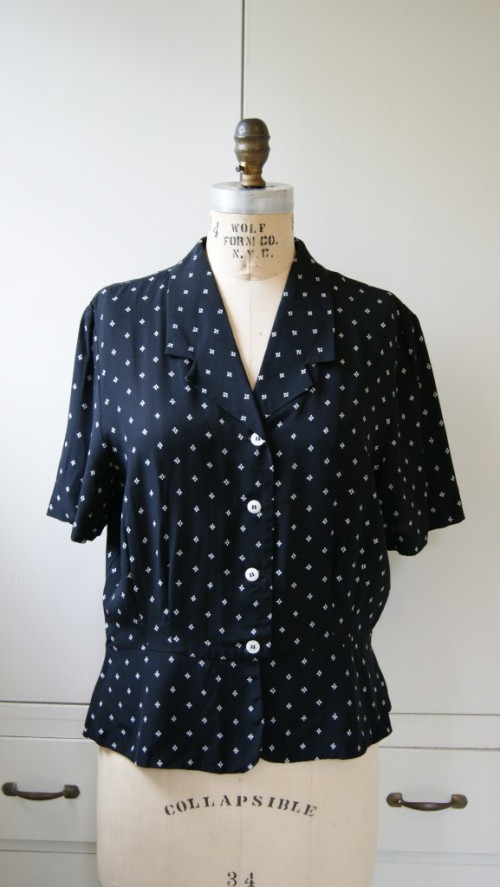 vintage short sleeve polka dot blouse