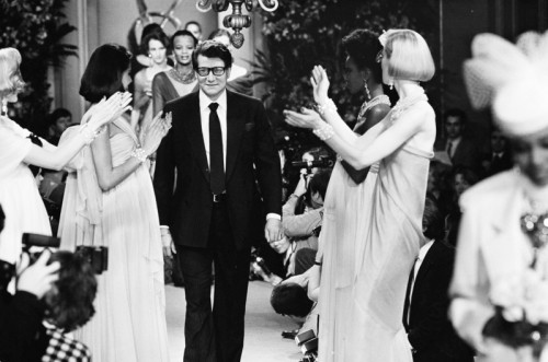 yves saint laurent on runway vintage photo