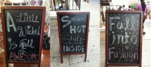 vintage store chalkboard display