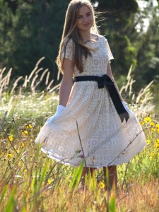 vintage winter white cream lace dress