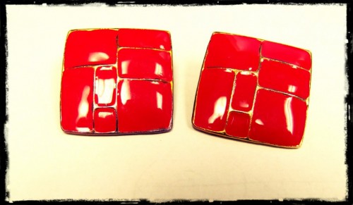 red vintage valentines day earrings