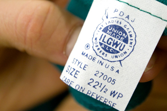 union clothing label on a piece of vintage clothing