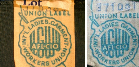 this is a union tag of the ILGWU dating from 1955 to 1963