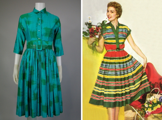 Dos vestidos de cintura camisera de los años 50