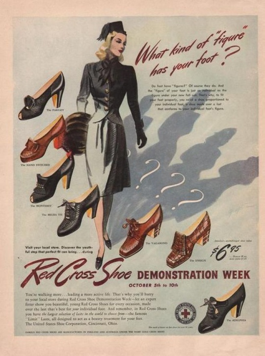 Une publicité de mode vestimentaire des années 1940.