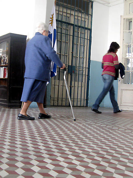 elderly woman walking