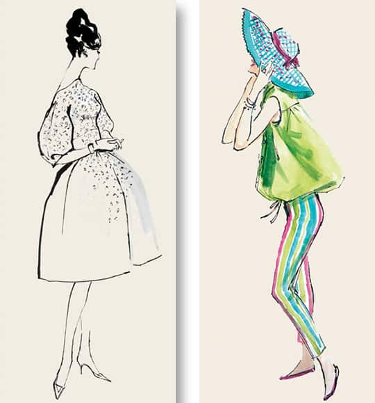 vintage fashion illustrators from white cabinet