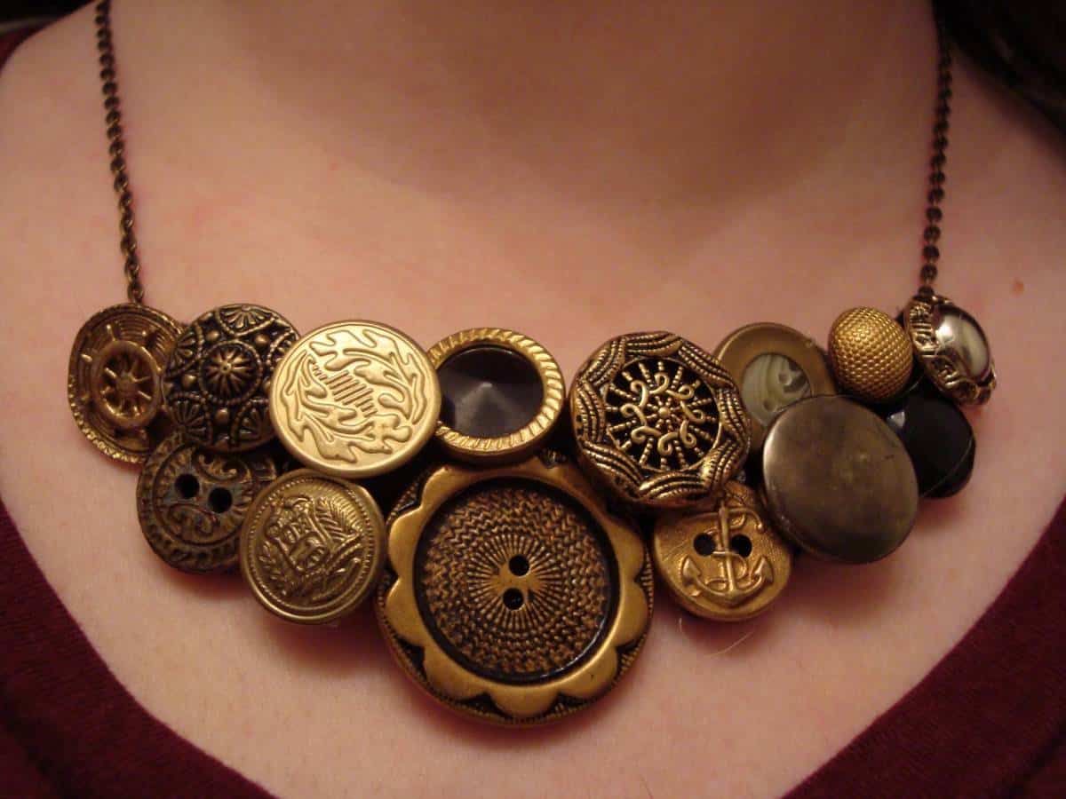 Create This DIY Vintage Button Statement Necklace