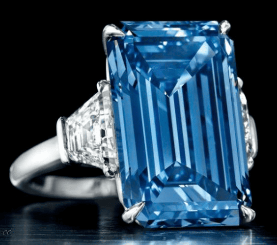 Fancy vivid blue diamond set in a ring
