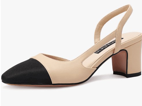 Adrizzlein Womens Slingback Heeled Pumps.