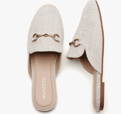 Round Toe Backless Flat Mules Slides.