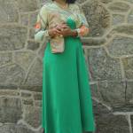 1970s maxi dress styled into an outfit by fashion blogger Stylish Thought